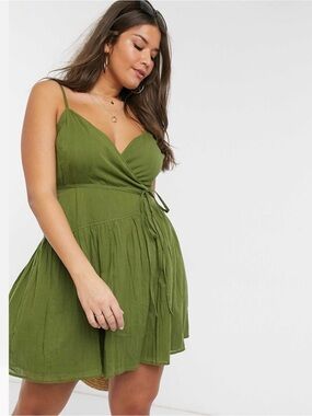 ASOS Olive Green Mini Wrap Sundress